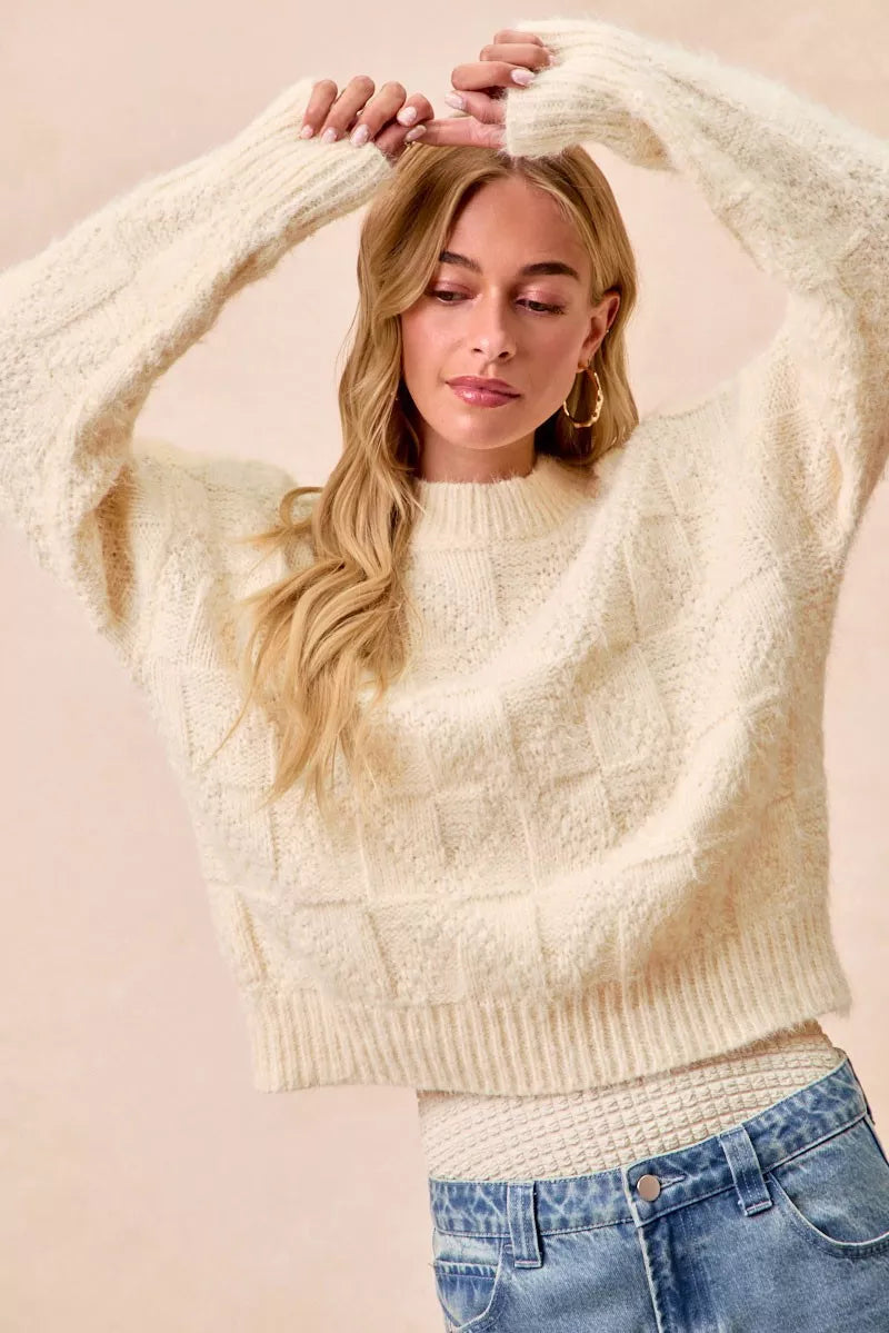 Checker Board Drop Shoulder Sweater