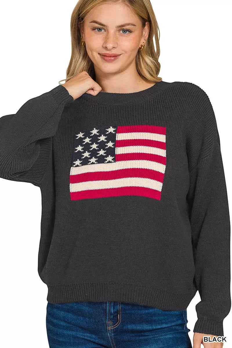 American Flag Crew Neck Sweater