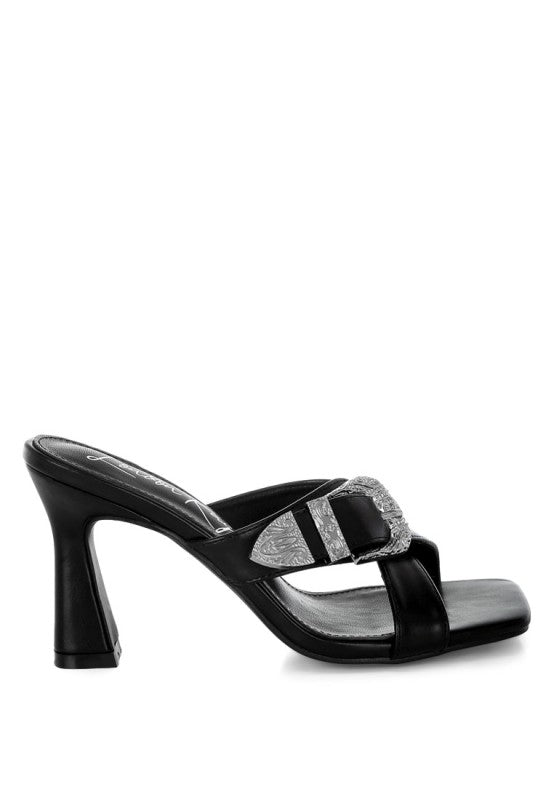 Mohaya Engraved Metallic Buckle Sandals