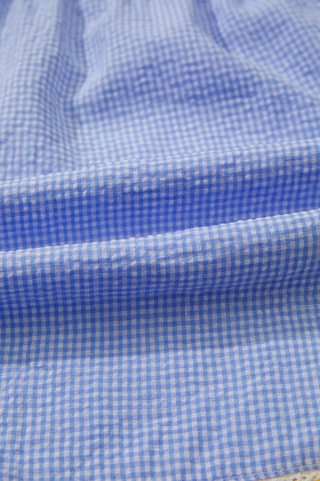 Sky Blue Gingham Plaid Button Detail Lace Trim Boxer Shorts