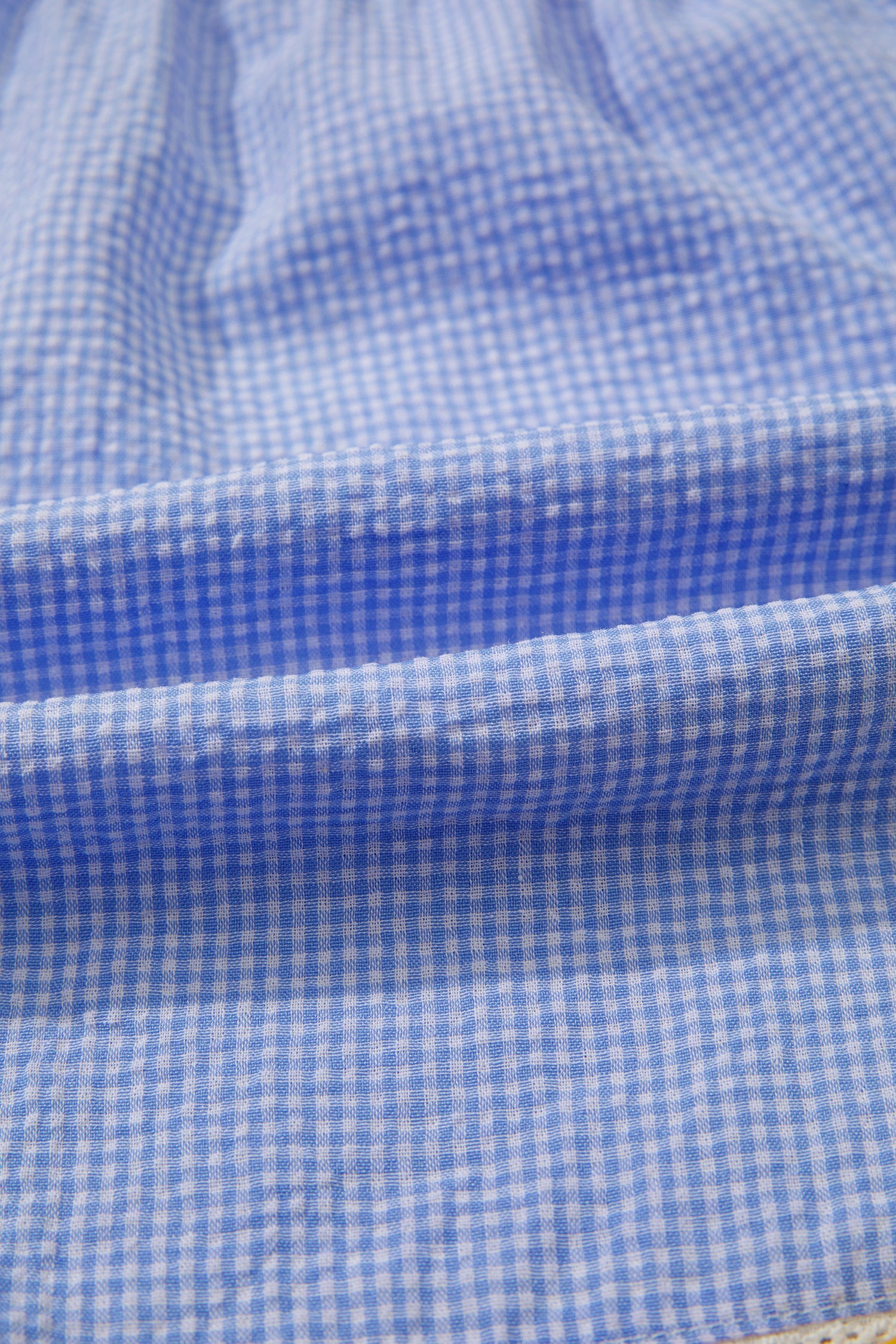 Sky Blue Gingham Plaid Button Detail Lace Trim Boxer Shorts