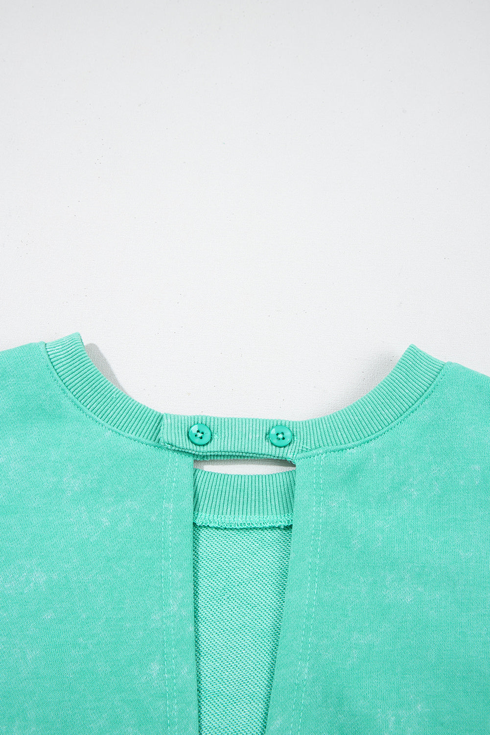 Sea Green Mineral Wash Drawstring Waist Hollow Out Back Short Sleeve Romper