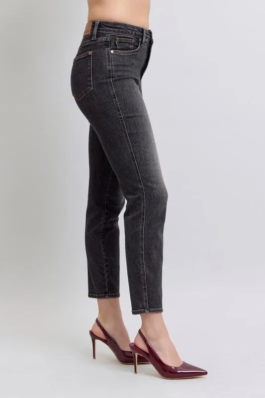 Full Size Mid Rise Tummy Control Slim Jeans Plus Size