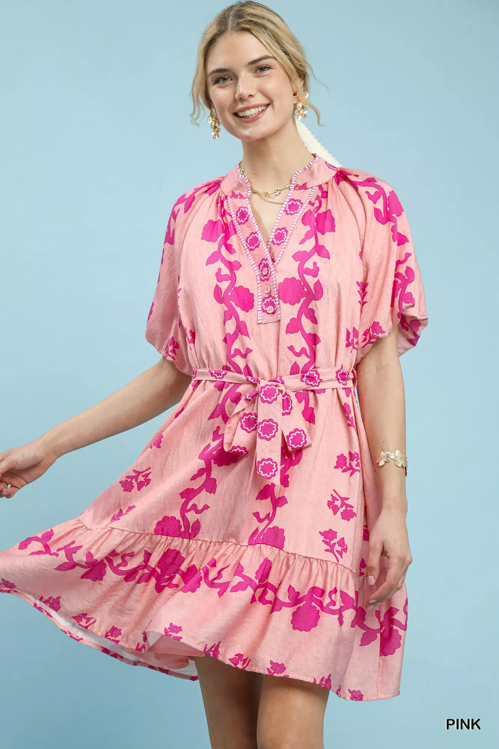 Floral Tie-Waist Boho Mini Dress