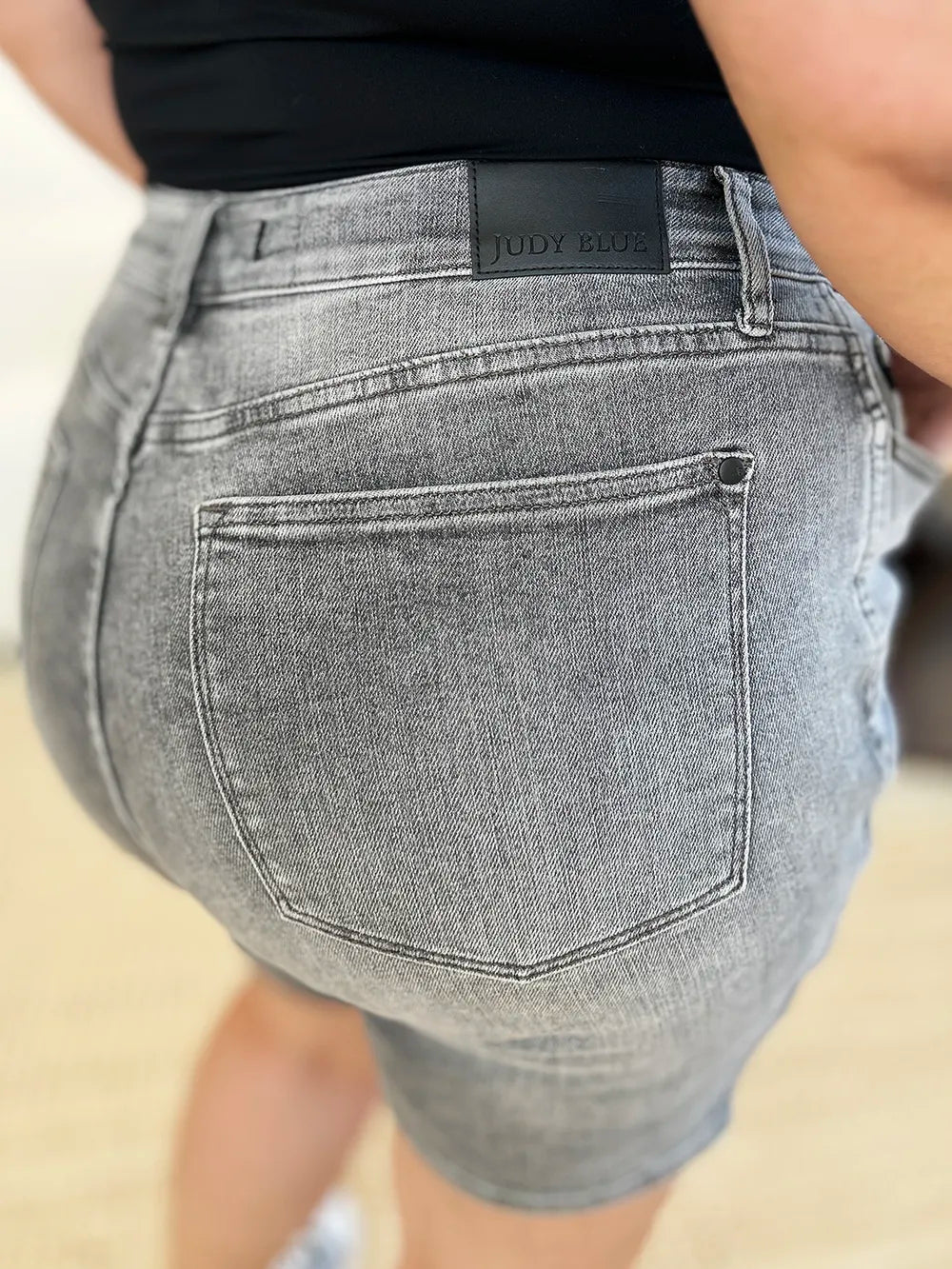 Full Size High Waist Washed Denim Shorts