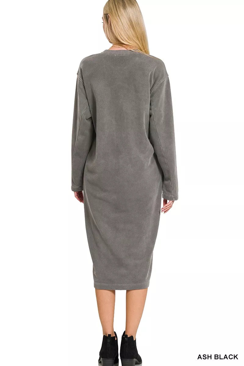 Soft Fleece Pigment Dye Sweatshirts Dress