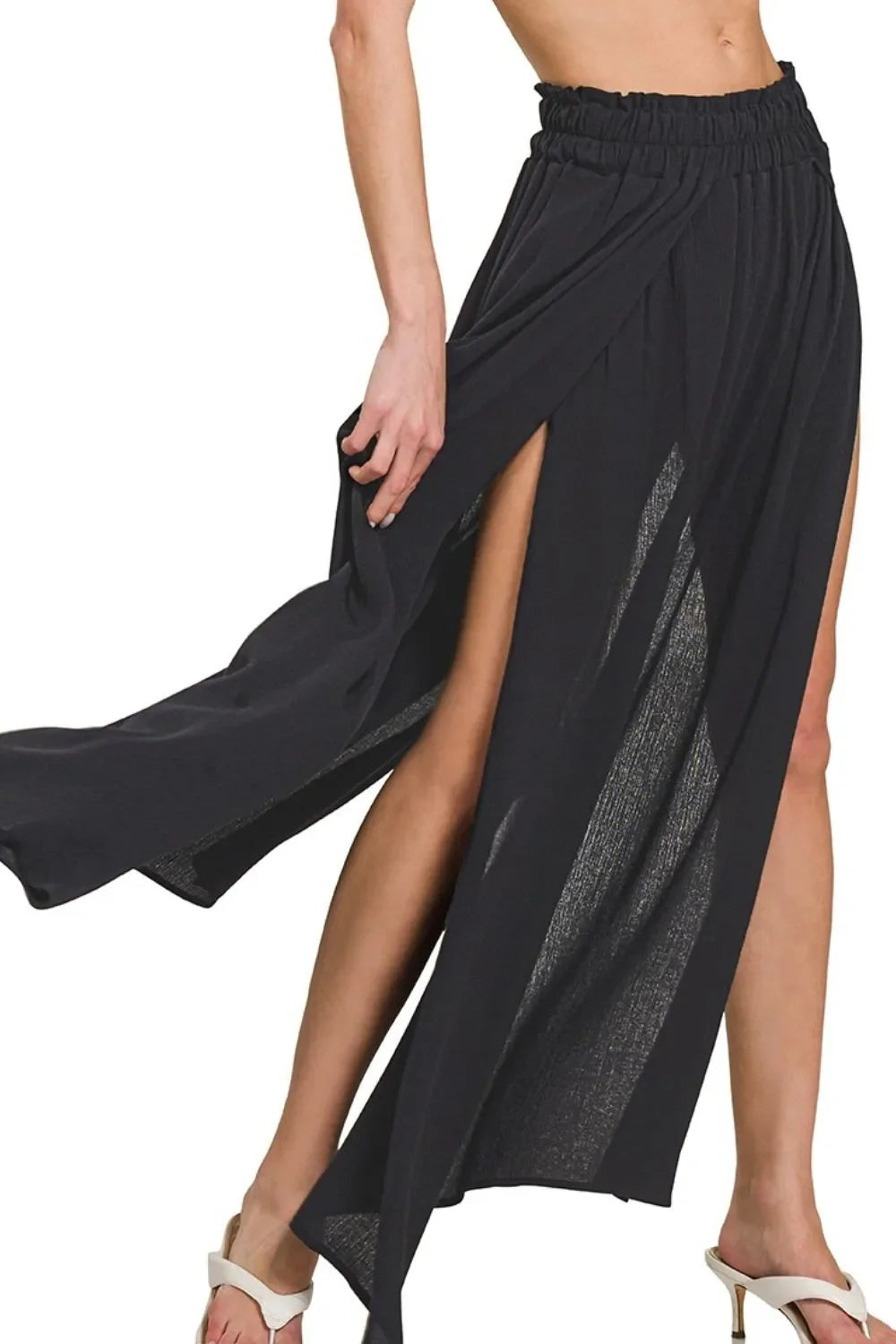 Woven Crinkle Gauze Long Skirts