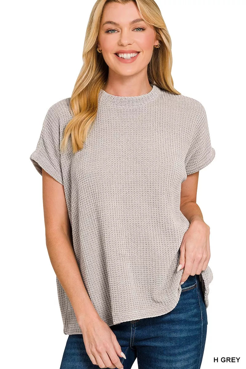 Chenille Waffle Cap Sleeve Sweater