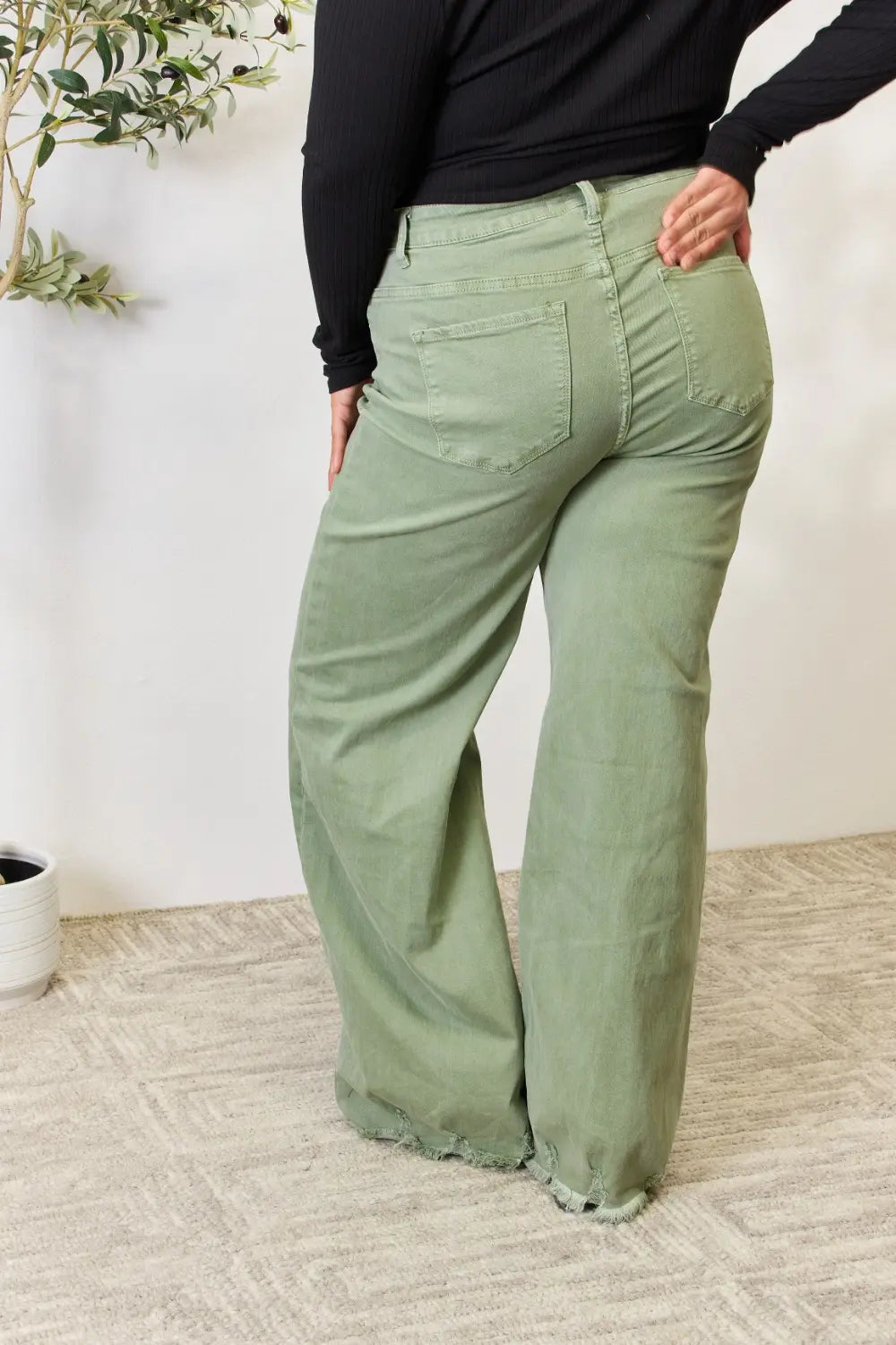 Full Size Raw Hem Wide-Leg Jeans