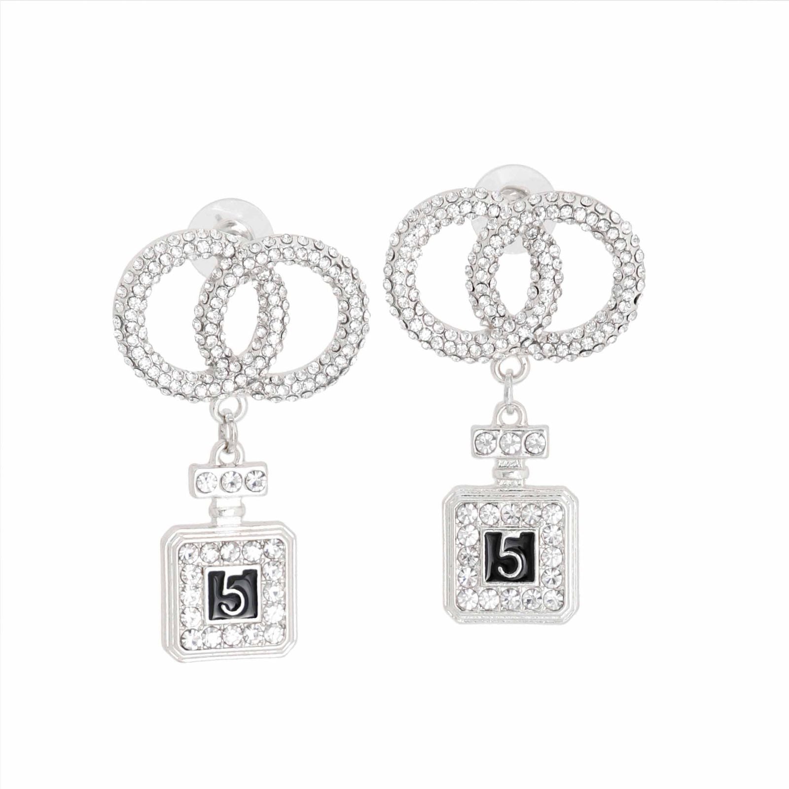 Fashion Earrings Silver Infinity Perfume Charm Stylish Statement Jewelry