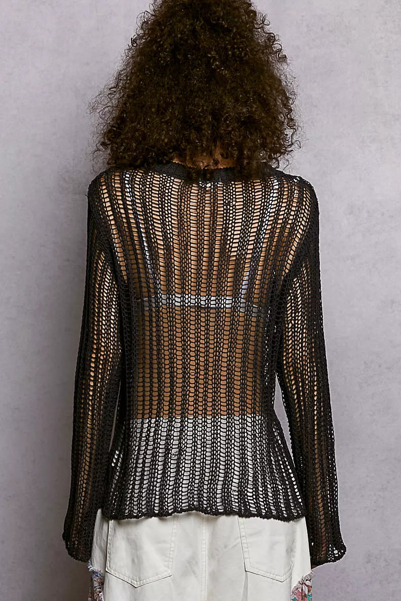 Openwork Round Neck Knit Cover Up