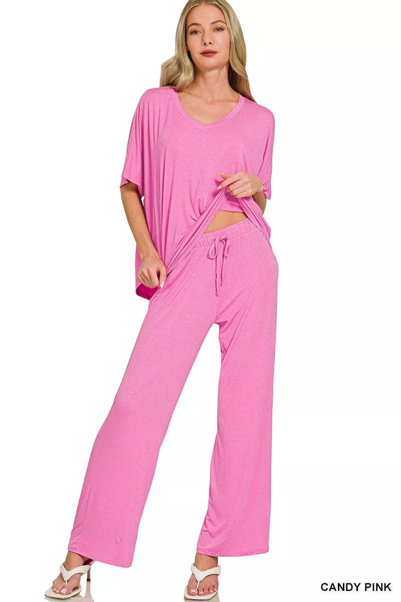 V-neck Oversized Top & Pants Set