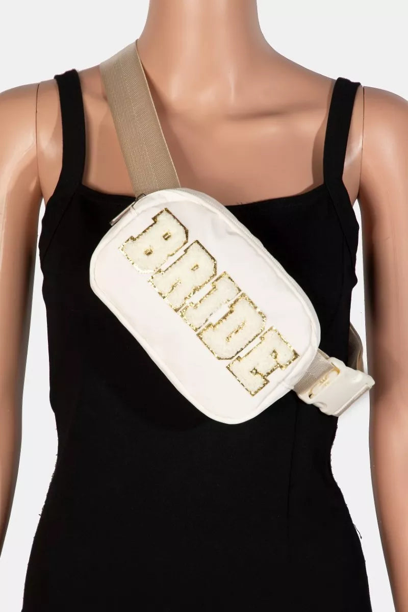 Fuzzy Glitter Bride Crossbody Bag