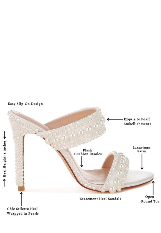 Ambrin Pearl Embellished Slip On Stiletto Heels