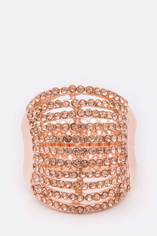 Stretch Ring with Layered Crystals – Stylish Statement Jewelry