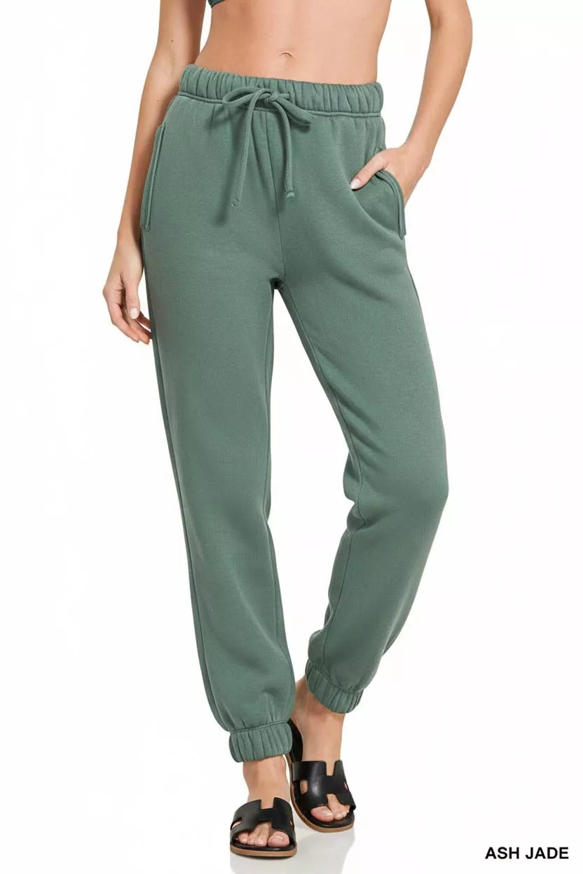 Fleece Drawstring Joggers With Pocket
