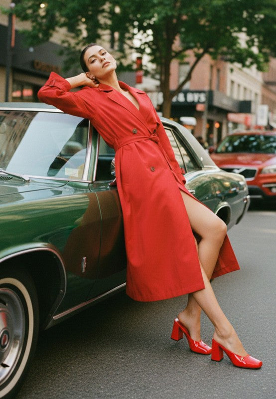 NEOPLAST Patent PU Block Heeled Mules
