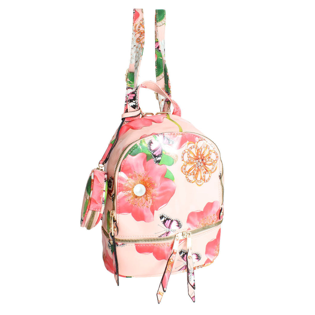 Backpack Set Blush Floral Stylish Casual Accessories