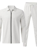Men's Full Size Zip Up Top and Pants Set Plus Size