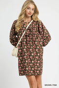 Floral Tie-Neck Babydoll Dress