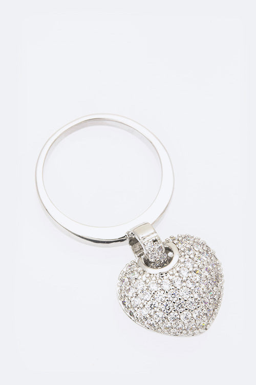 Fashion Ring with Cubic Zirconia Heart Charm Stylish Elegant Jewelry Accessory