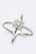 Statement CZ Clover Ring Crossed Design Trendy Jewelry Accessory