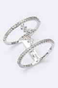 Statement T-Bar Ring with CZ Heartbeat Design, Trendy Fashion Jewelry