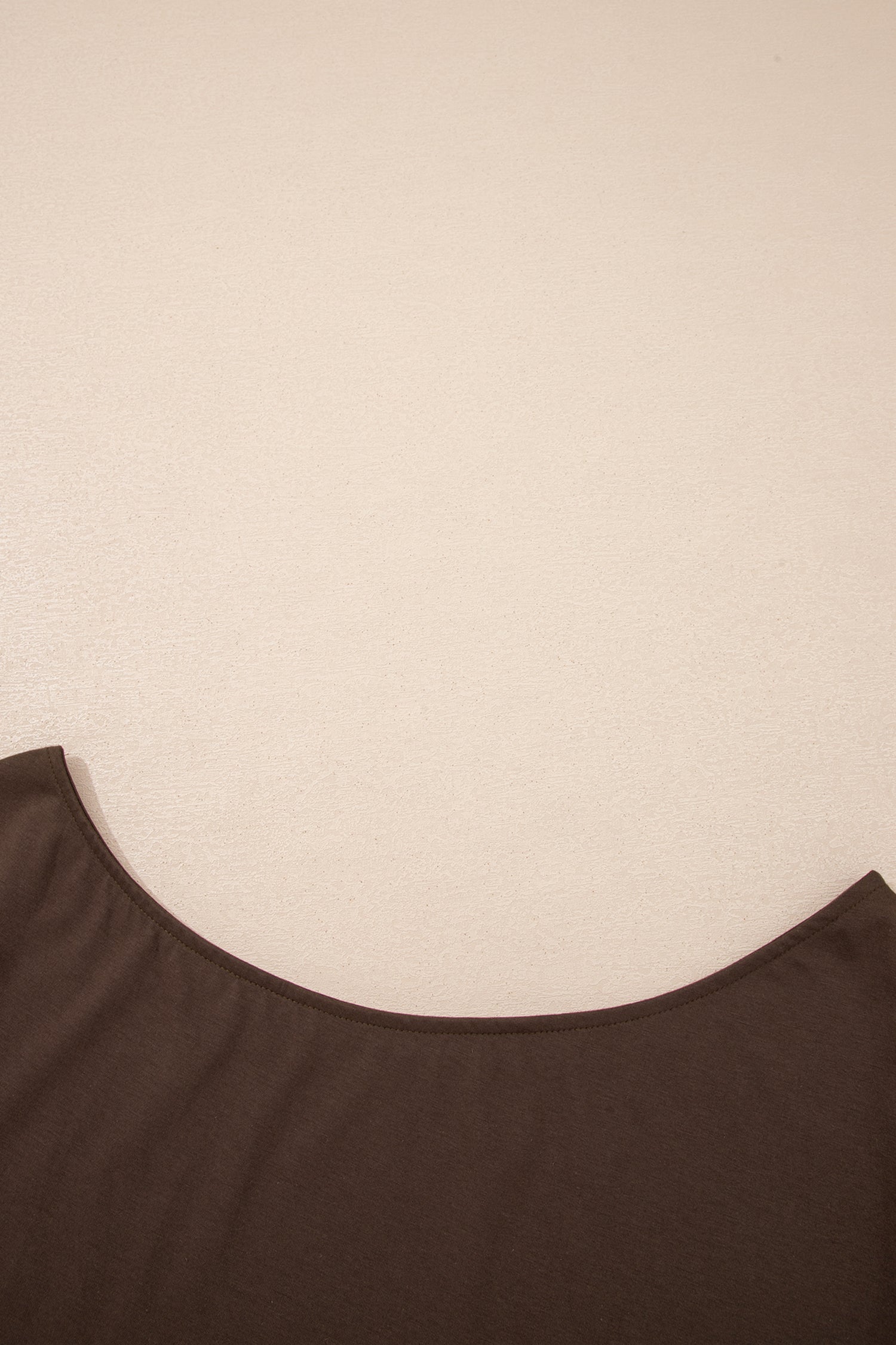 Coffee Plus Size Solid Color Asymmetric Neck Short Sleeve Blouse