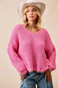 V-Neck Sweater with Colorful Trim