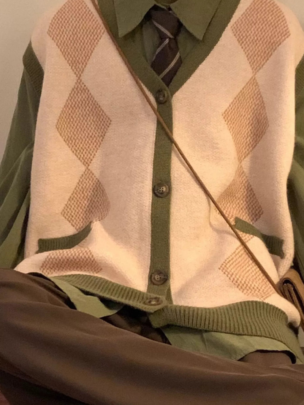 Men's Argyle Knit Button Up Cardigan Sweater Vest
