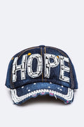 Crystal HOPE Embelished Fashion Denim Cap