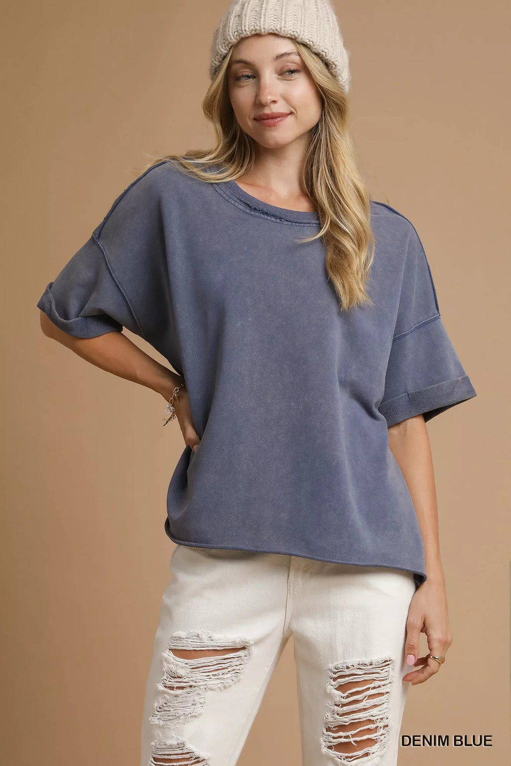 Mineral Wash Round Neck Top