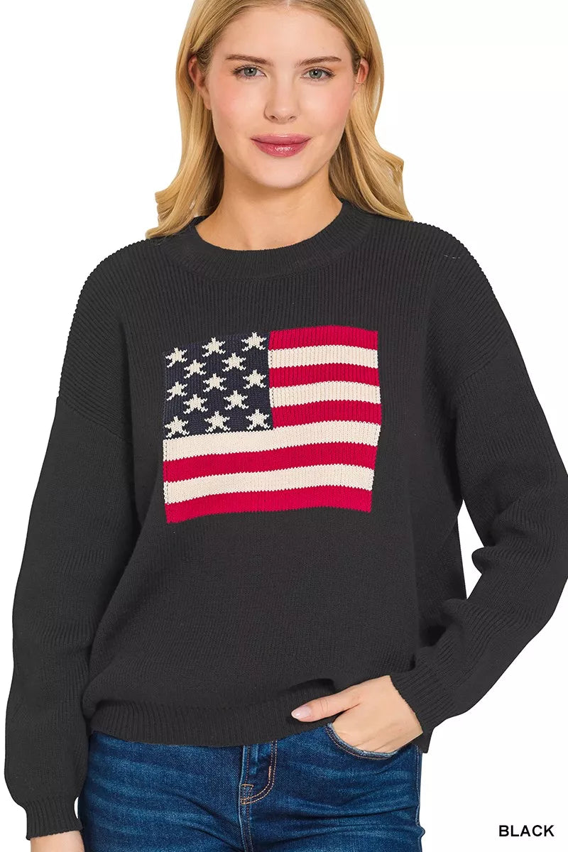 American Flag Crew Neck Sweater