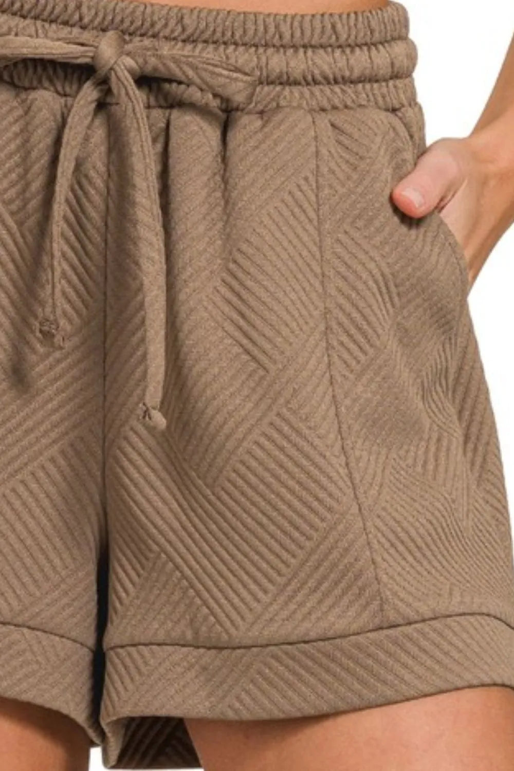 Textured Knit Jacquard Drawstring Shorts