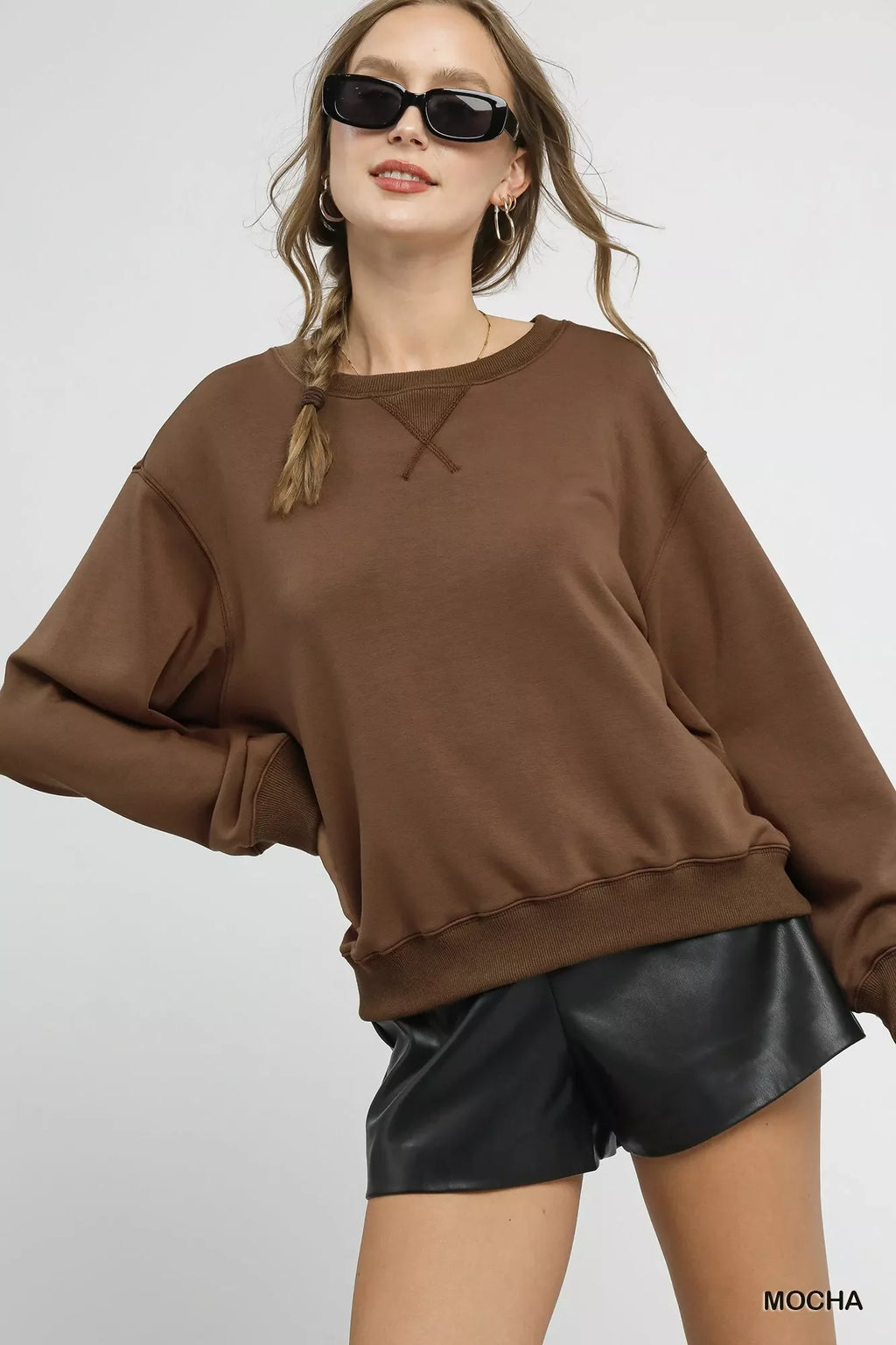 Round Neck Long Sleeve Fleece Sweatshirt