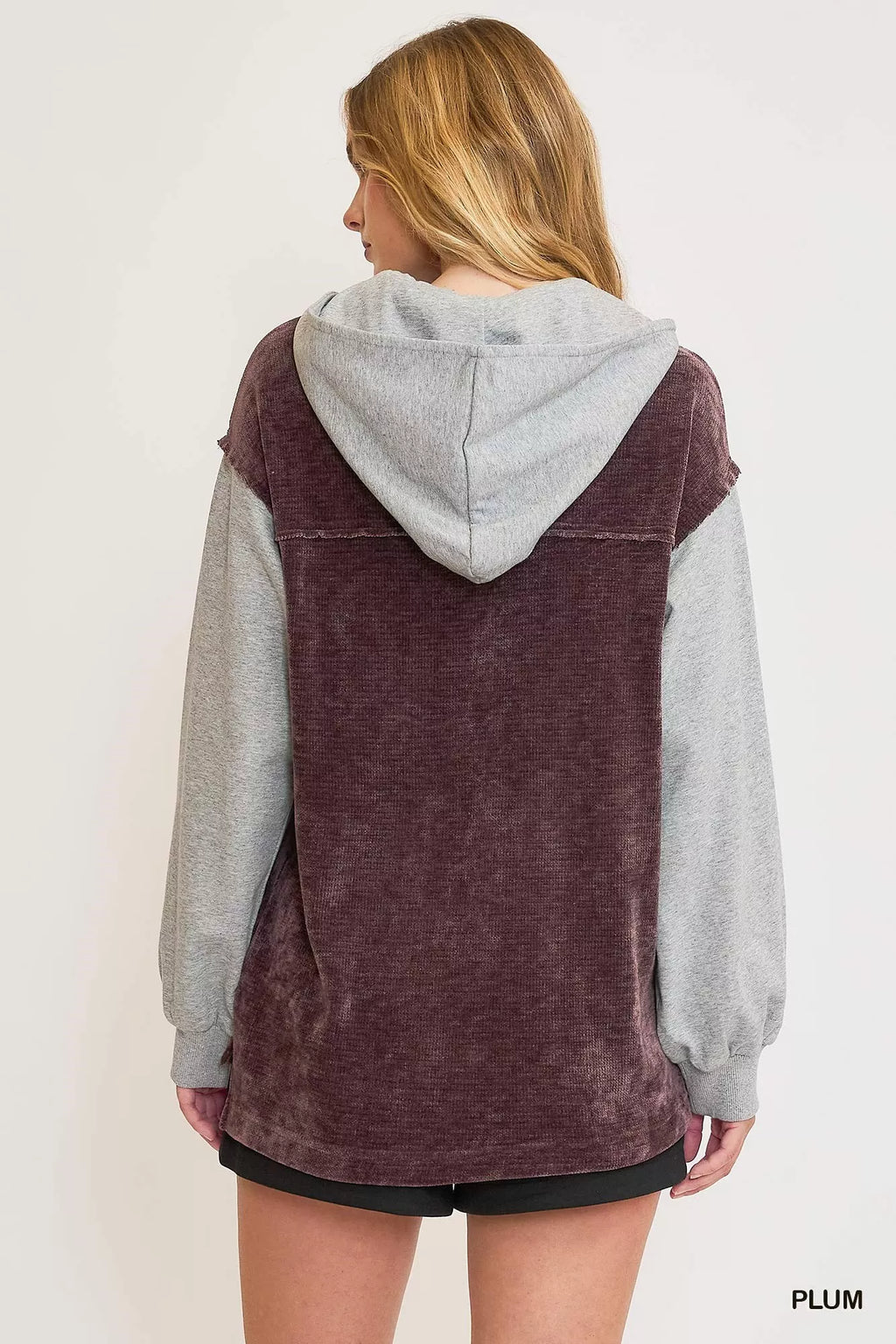 Contrast Hooded Chenille Jacket