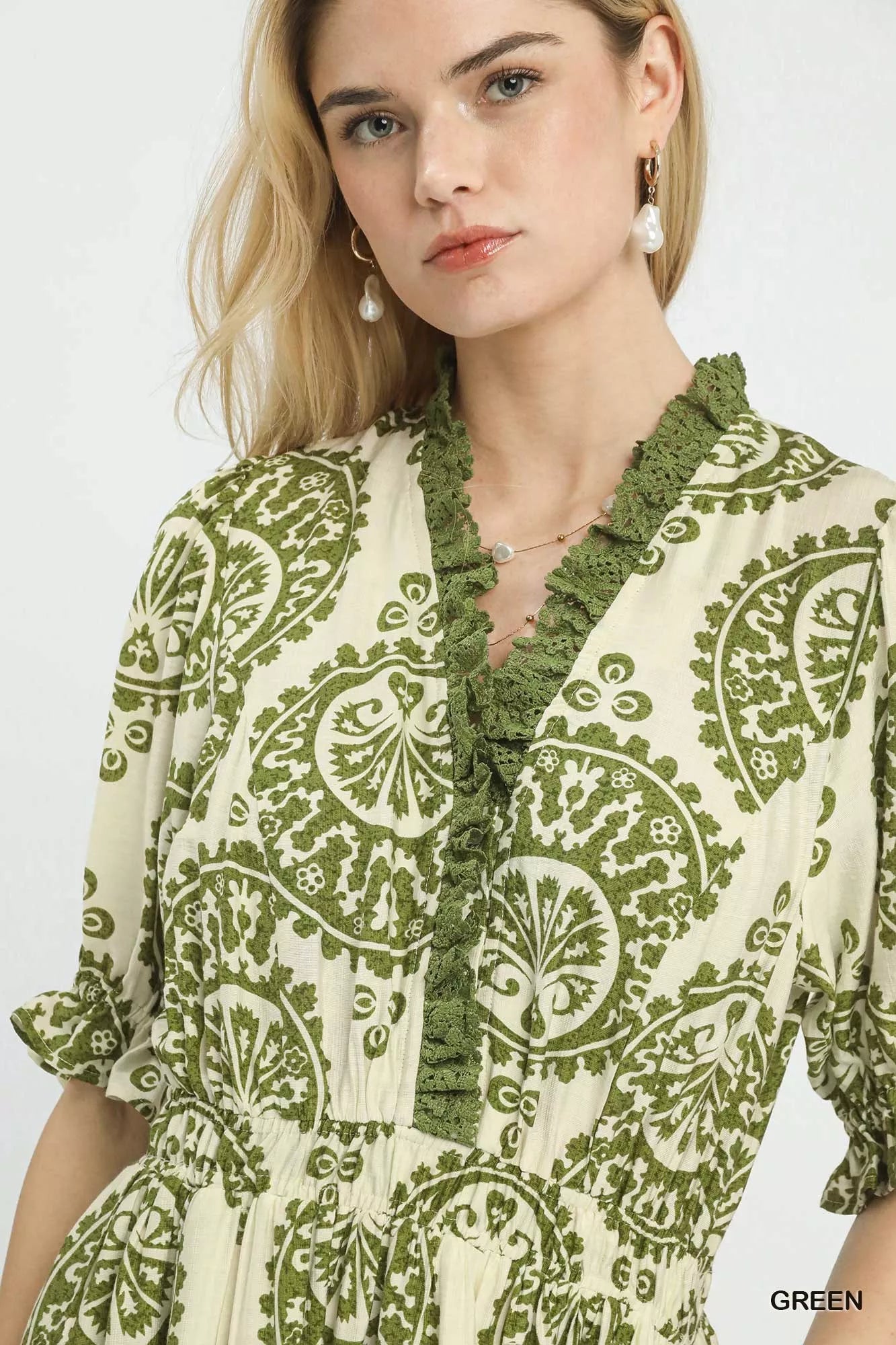 Paisley Smocked Waist Midi Dress