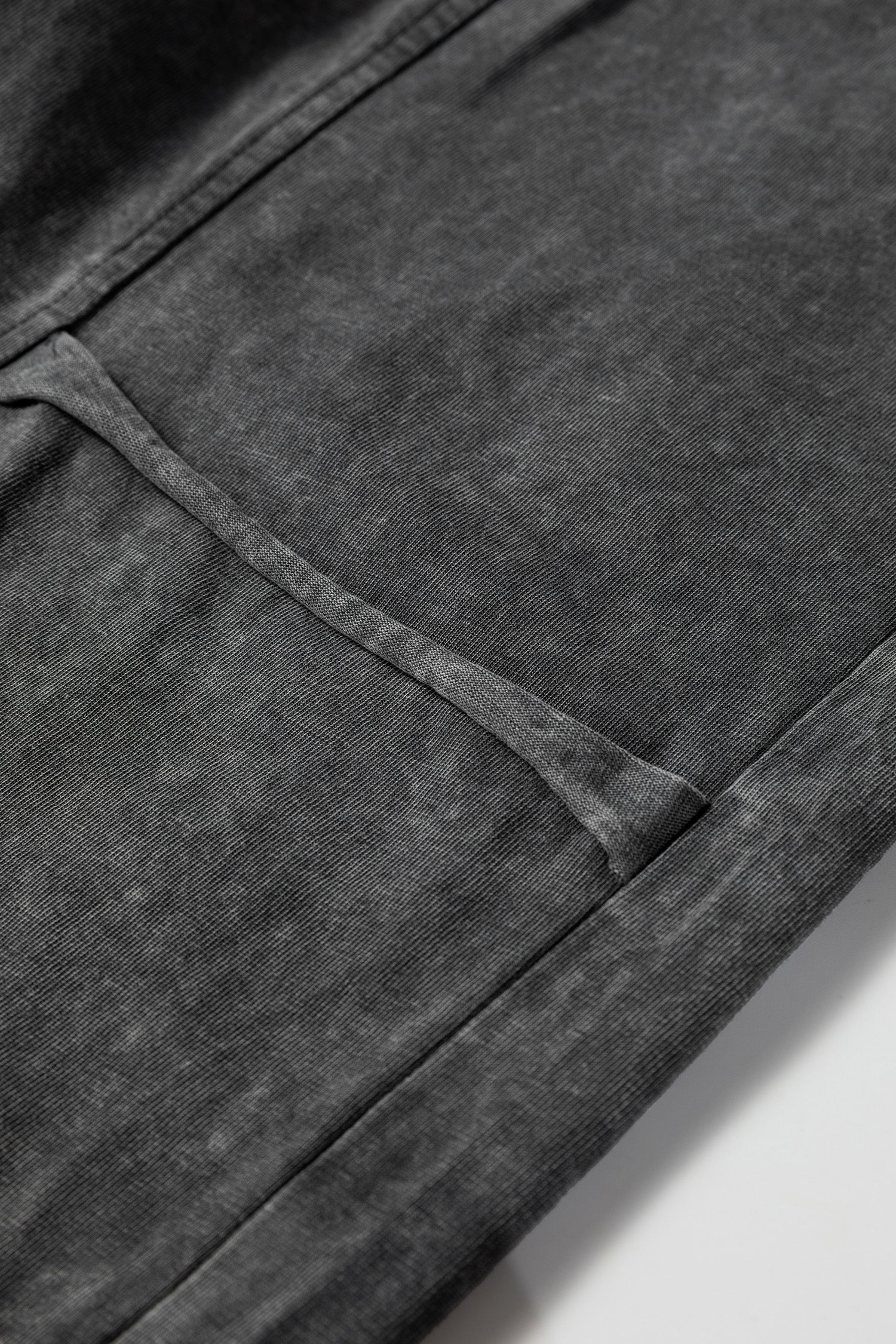 Medium Grey Mineral Wash Lace-up High Waist Raw Hem Patched Pocket Pants