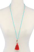 Cowrie Shell Tassel Beaded Necklace