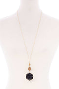Marbling Natural Stone Pendant Long Necklace