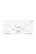 Rhinestone Butterfly Charm Gold Dipped Necklace