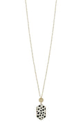 Metal Chain Hexagon Leopard Pendant Long Necklace