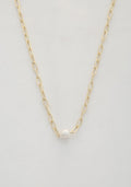 Pearl Bead Oval Link Necklace