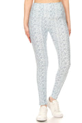 5-inch Long Yoga Style Banded Lined Multi Printed Knit Legging With High Waist