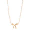 Pearl Ribbon Bow Pendant Necklace