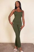 Ribbed sleeveless wide leg jumpsuit