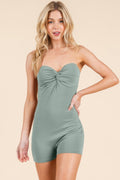 Strapless Twisted Detail Biker Suit