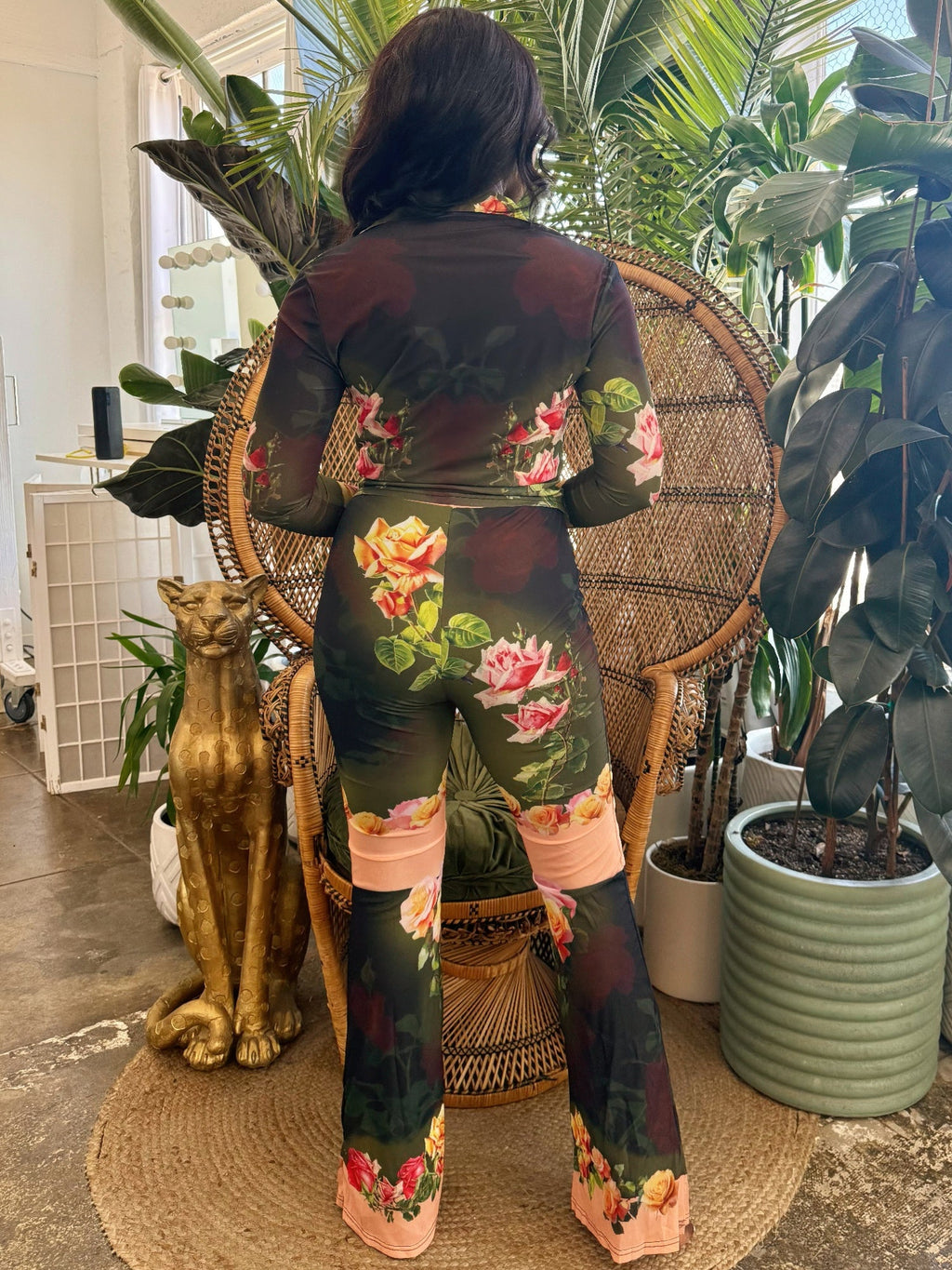 Blush Bloom Mesh Pants Set