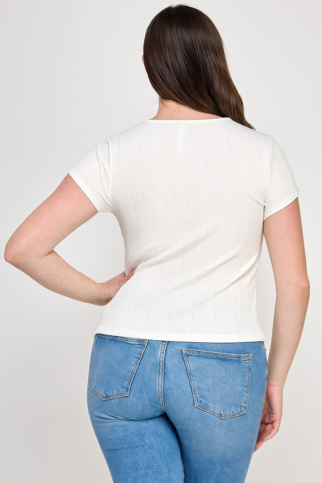 Plus Size Variegated Knit Rib Twist Front Top