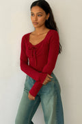 Long Sleeve Scrunch Bow Top